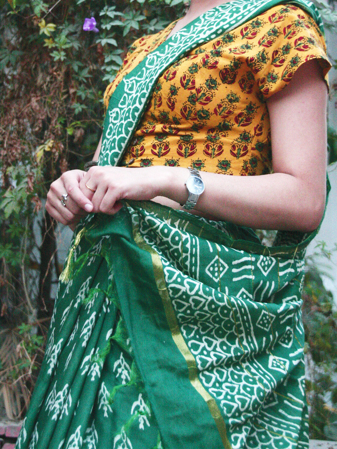 Chanderi Block Printed Natural Dyed Saree