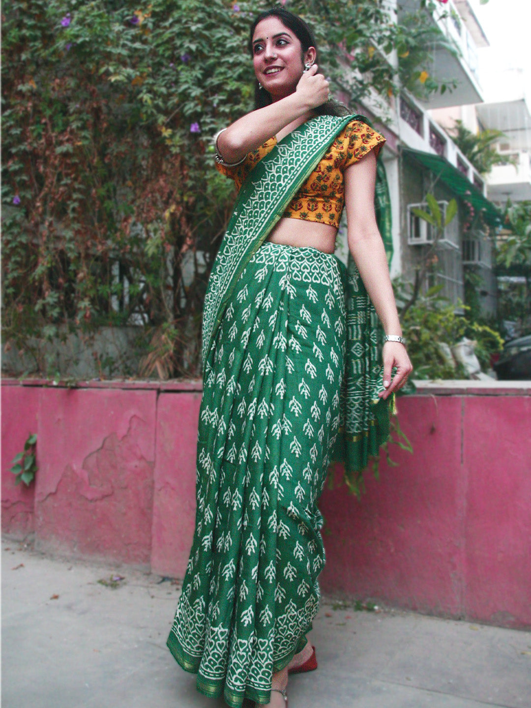Chanderi Block Printed Natural Dyed Saree