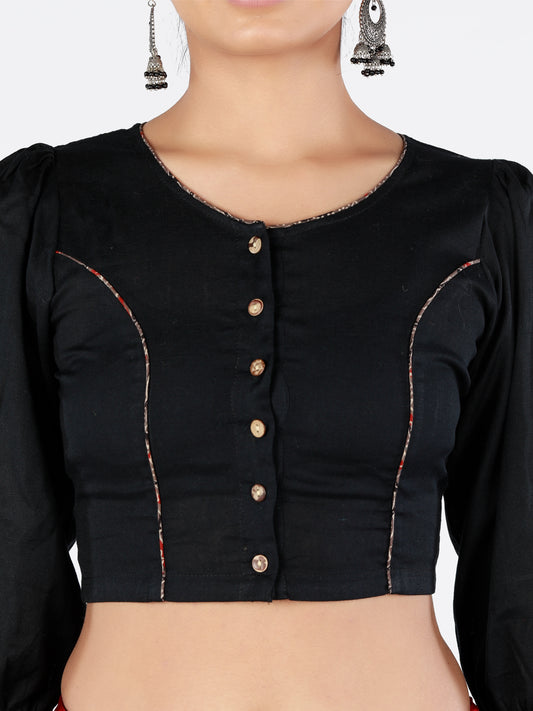 Black Cotton Saree Blouse