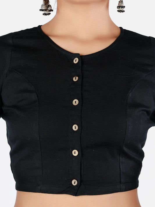 Black Cotton Saree Blouse