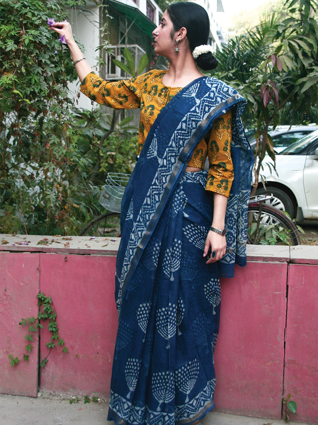 Dabu Kota Doria Natural Dyed Saree