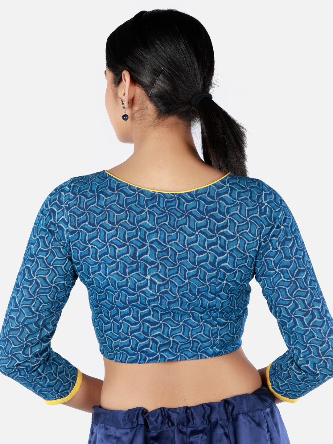 3/4 Sleeves Indigo Cotton Blouse