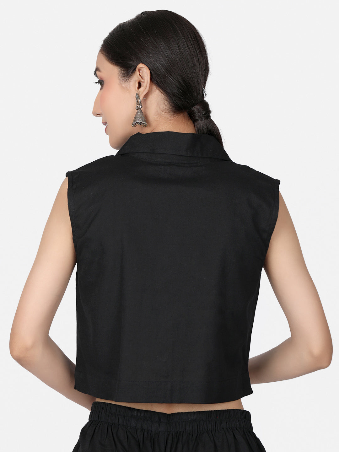 Black Cotton Crop Top