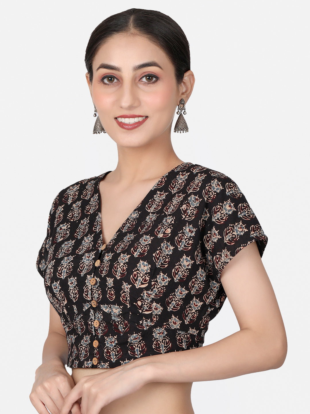 Black Cotton Saree Blouse