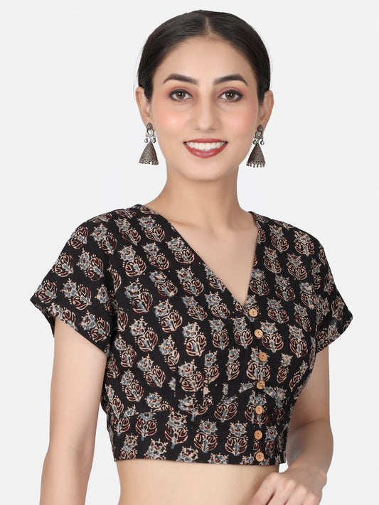 Black Cotton Saree Blouse