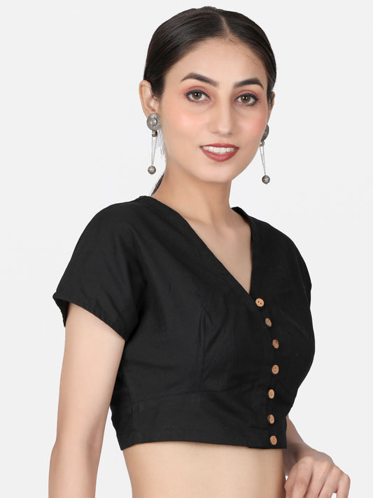 Black Cotton Saree Blouse