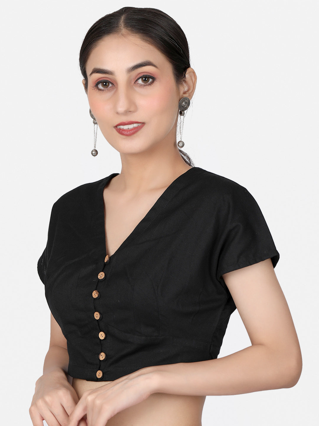 Black Cotton Saree Blouse