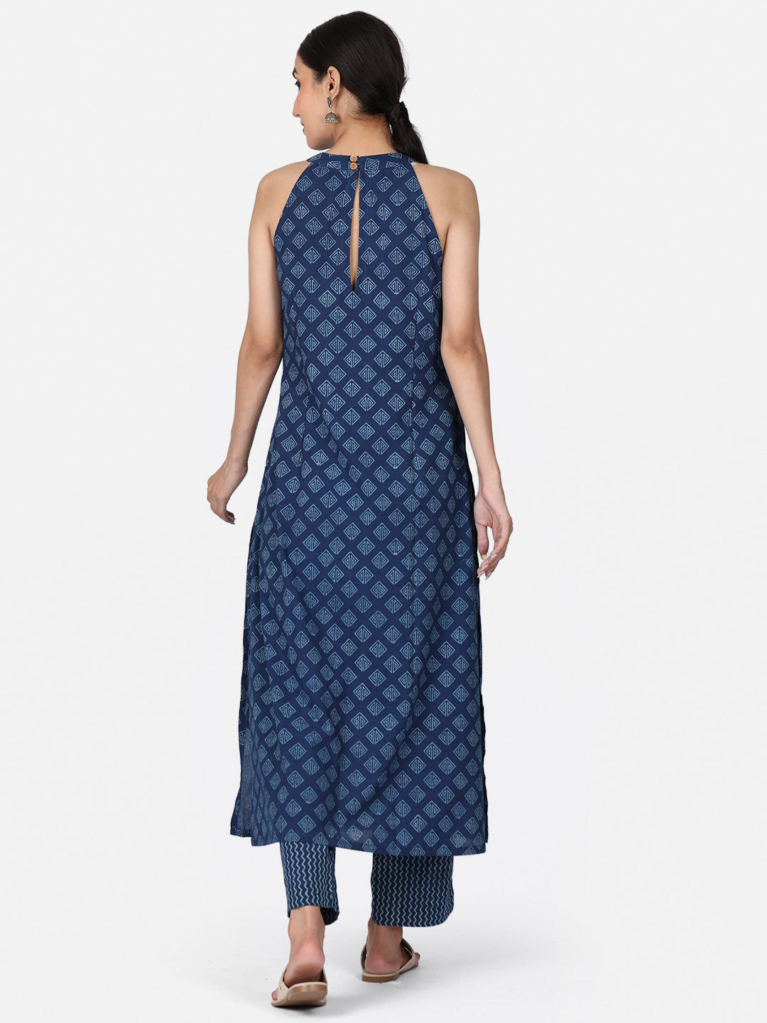 Halter Neck Indigo Kurta