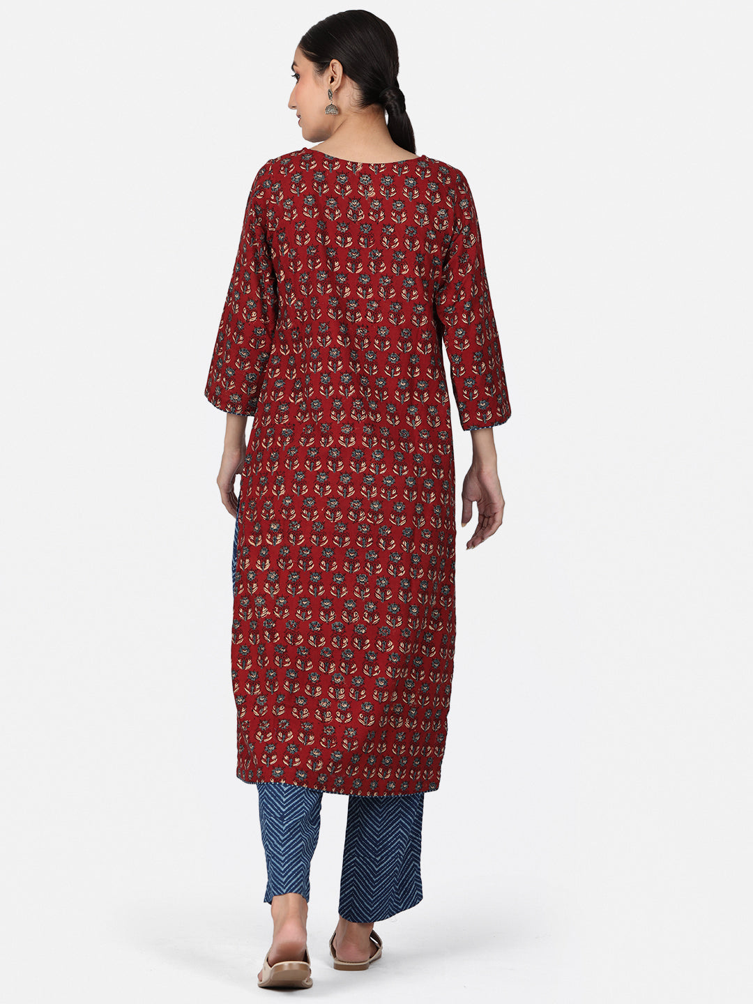 Maroon Ajrakh Long Kurta