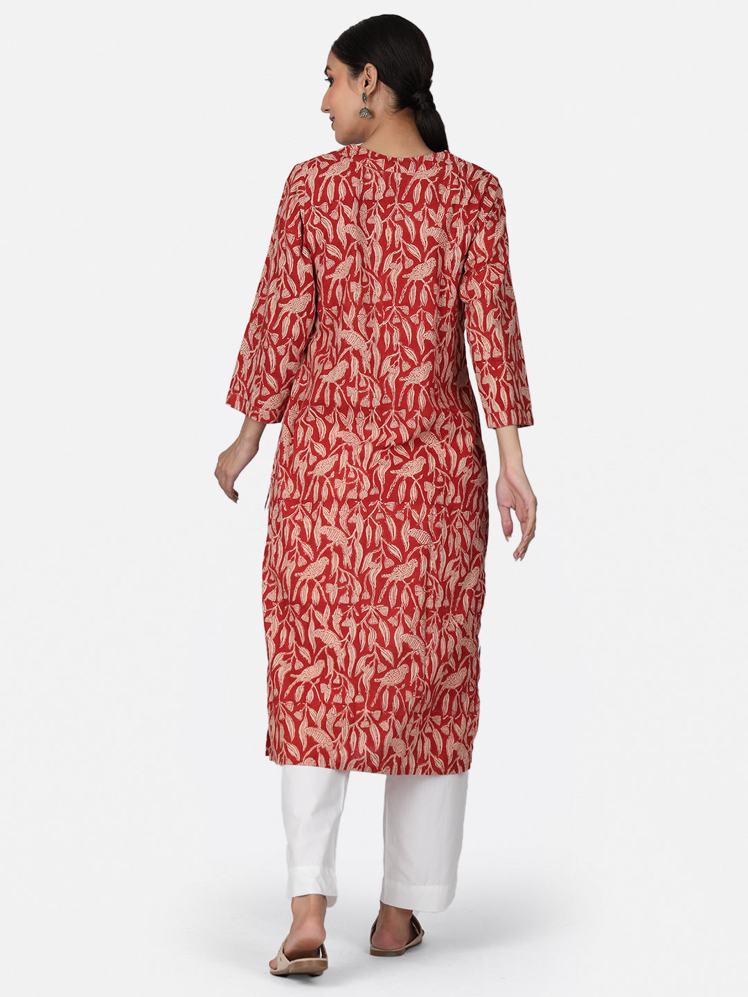 Red Bird Block Printed Kurta