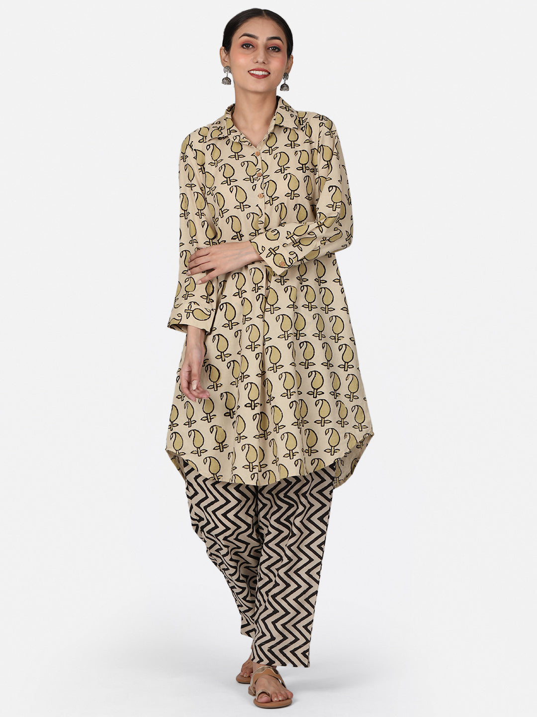 Beige Paisley Kurta