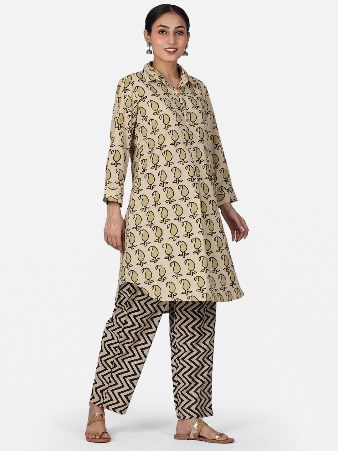 Beige Paisley Kurta