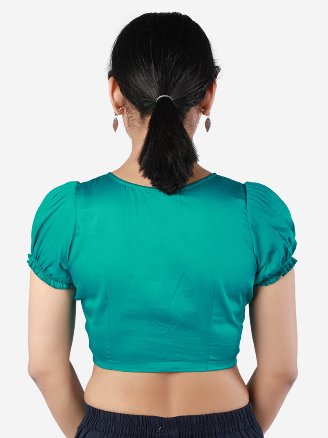 Women Solid Green, non-padded saree blouse