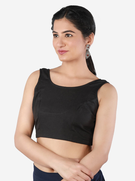 Black Cotton Saree Blouse