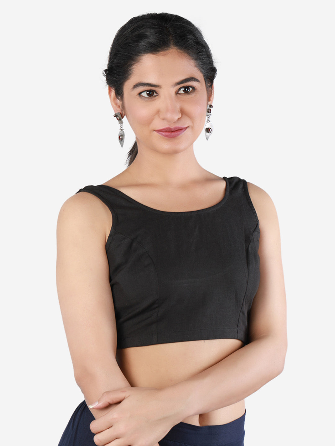 Black Cotton Saree Blouse