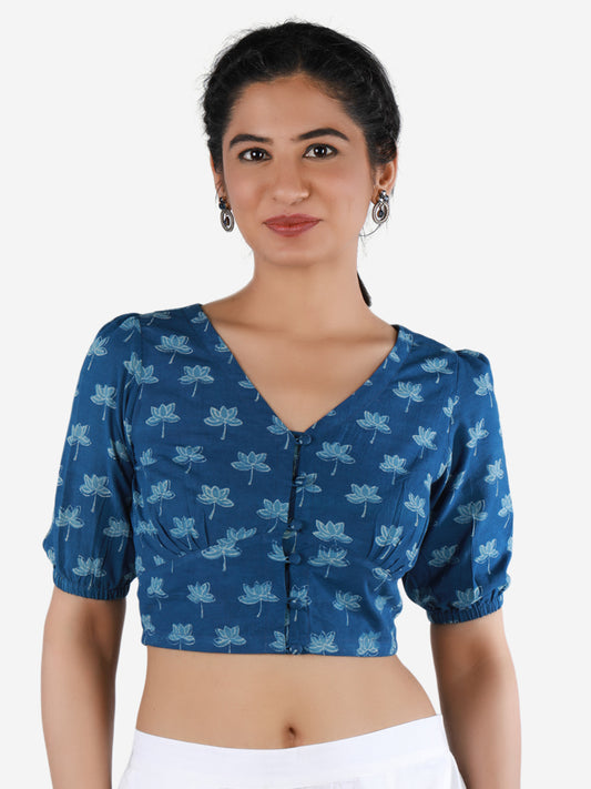 Printed Cotton Saree Blouse