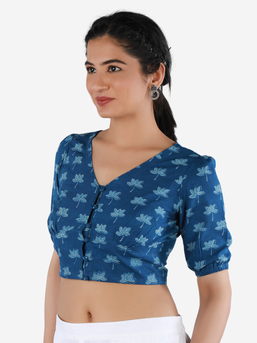 Printed Cotton Saree Blouse