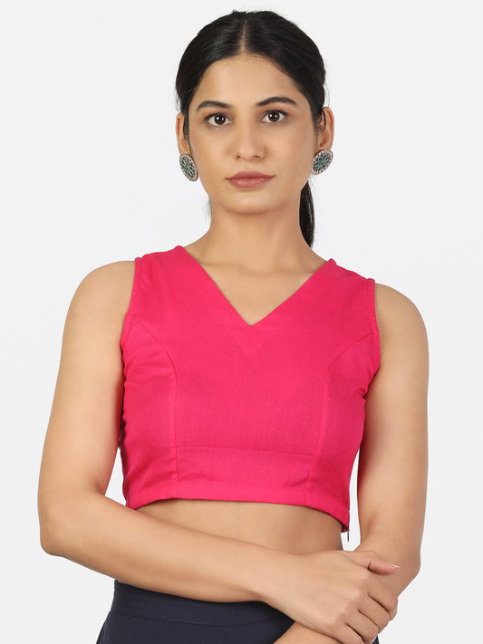 Pink Plain Solid saree blouse
