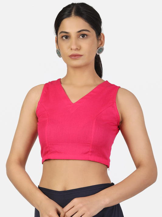 Pink Plain Solid saree blouse