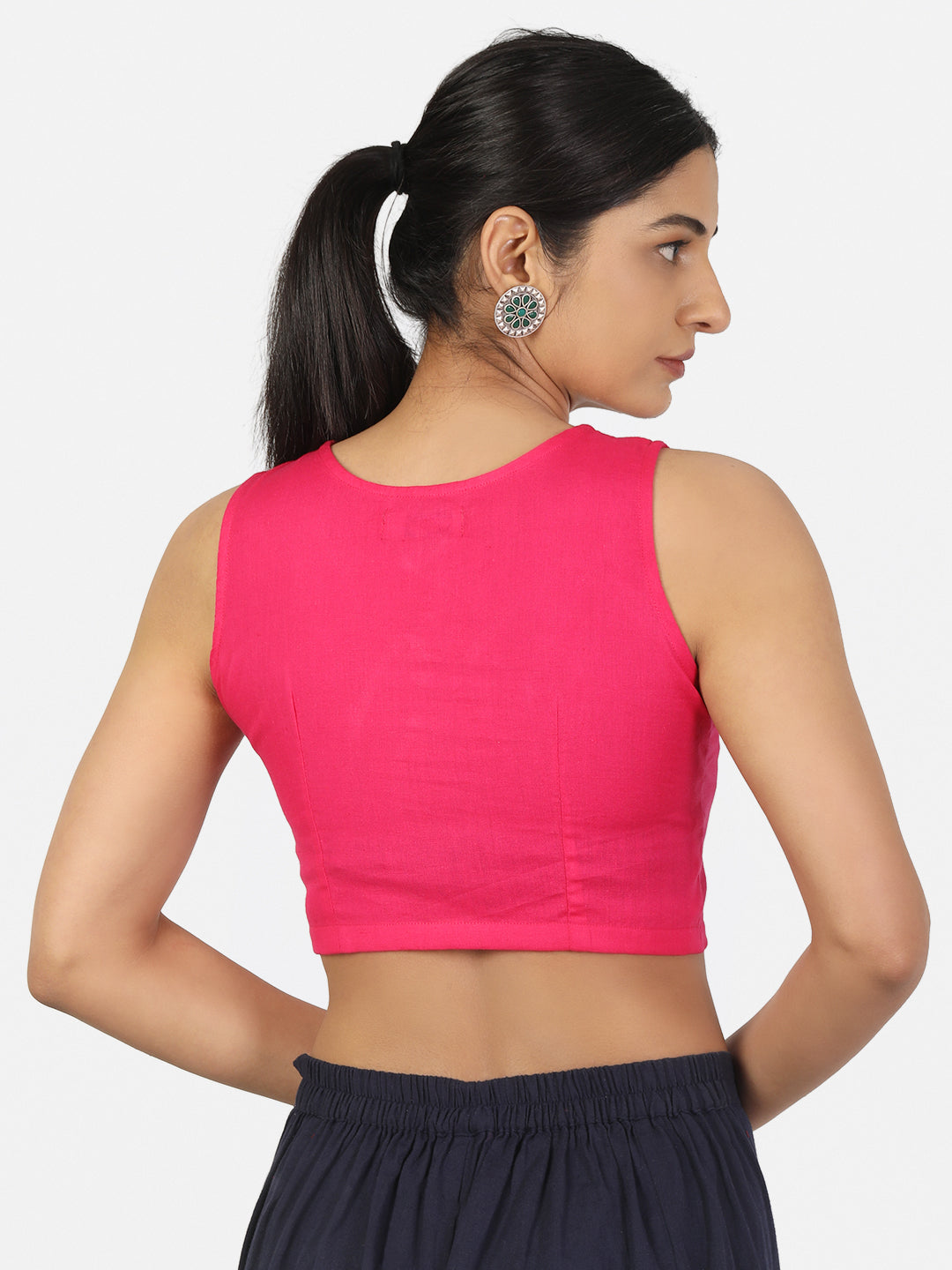 Pink Plain Solid saree blouse