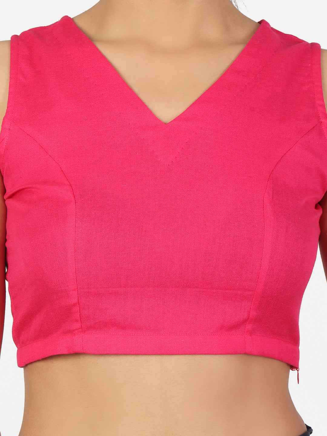 Pink Plain Solid saree blouse