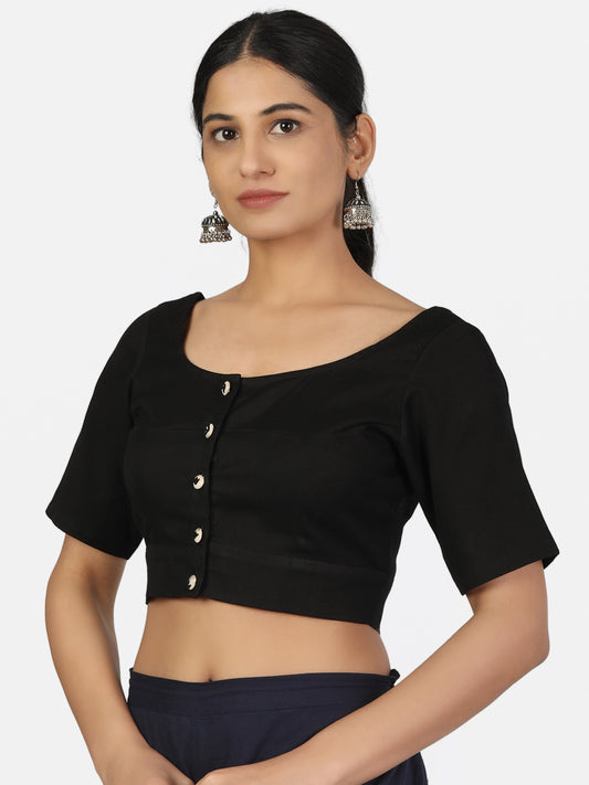 Black Cotton Saree Blouse