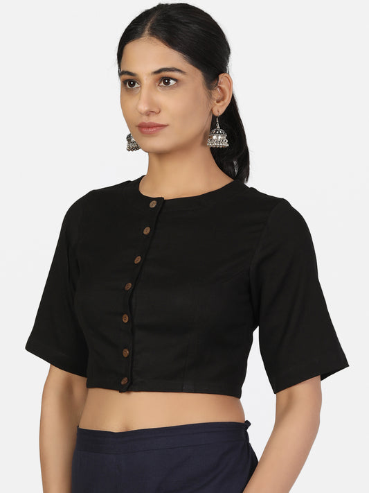 Black Cotton Saree Blouse