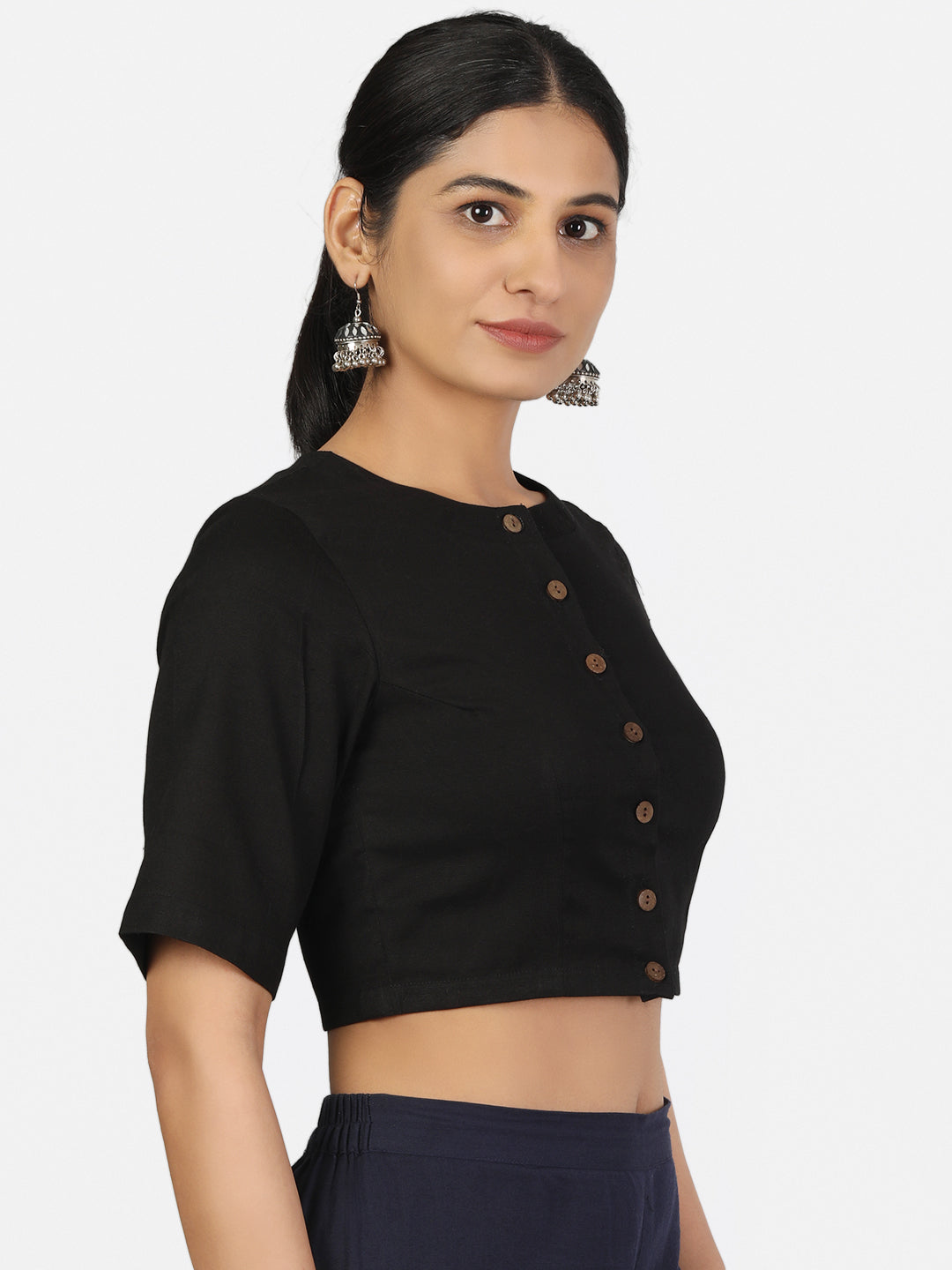 Black Cotton Saree Blouse