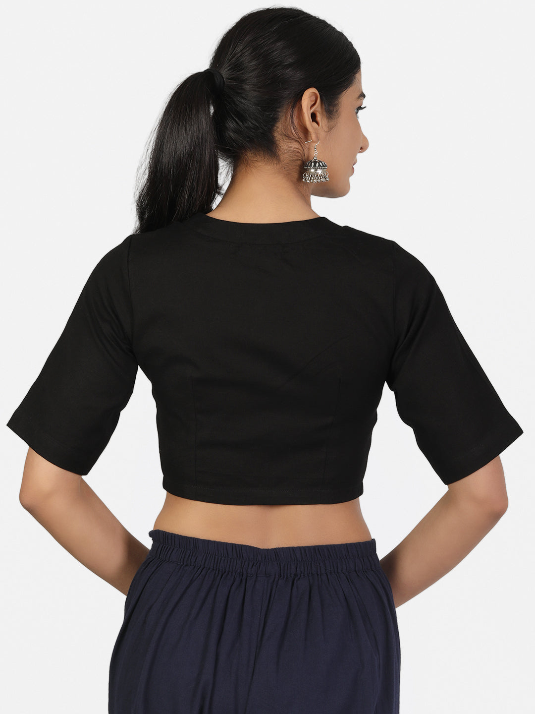 Black Cotton Saree Blouse