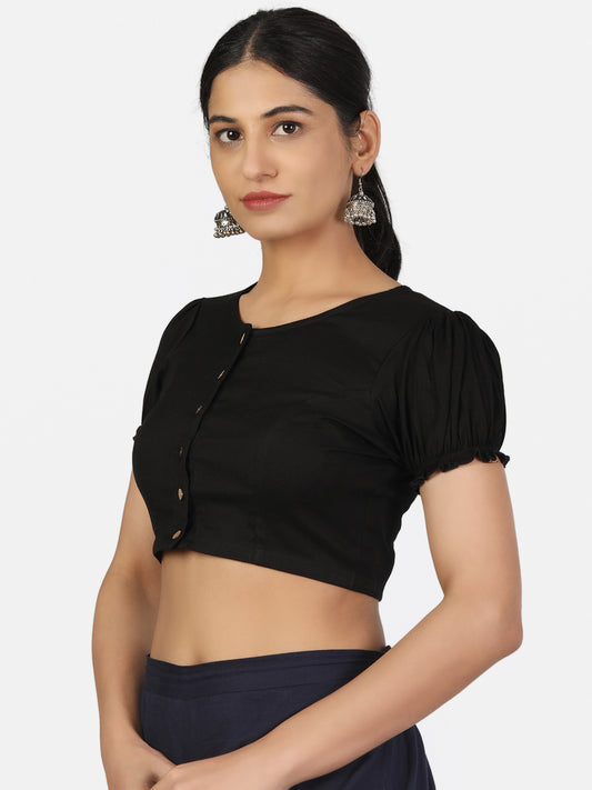 Black Cotton Saree Blouse