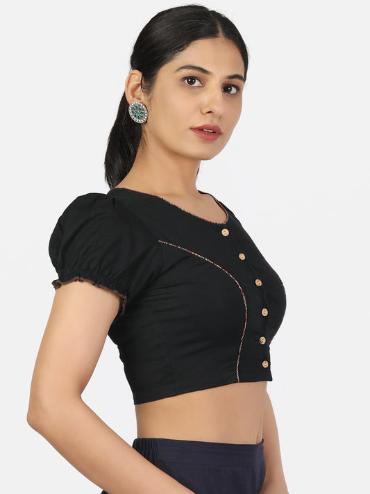 Black Cotton Saree Blouse