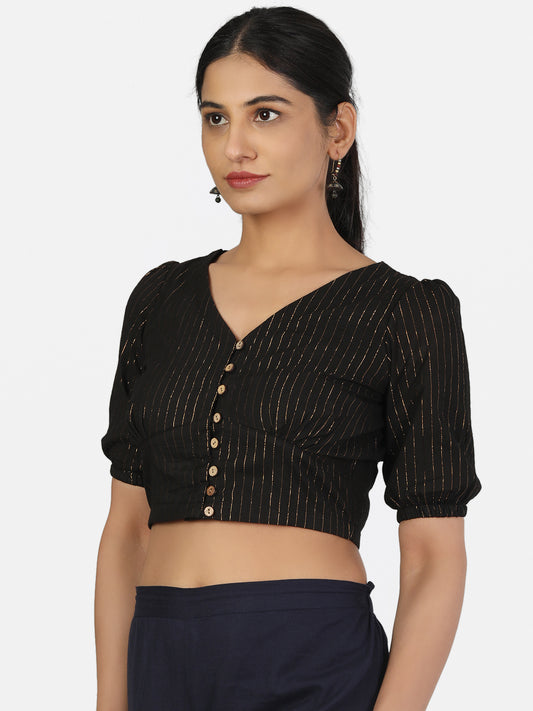 Black Cotton Saree Blouse