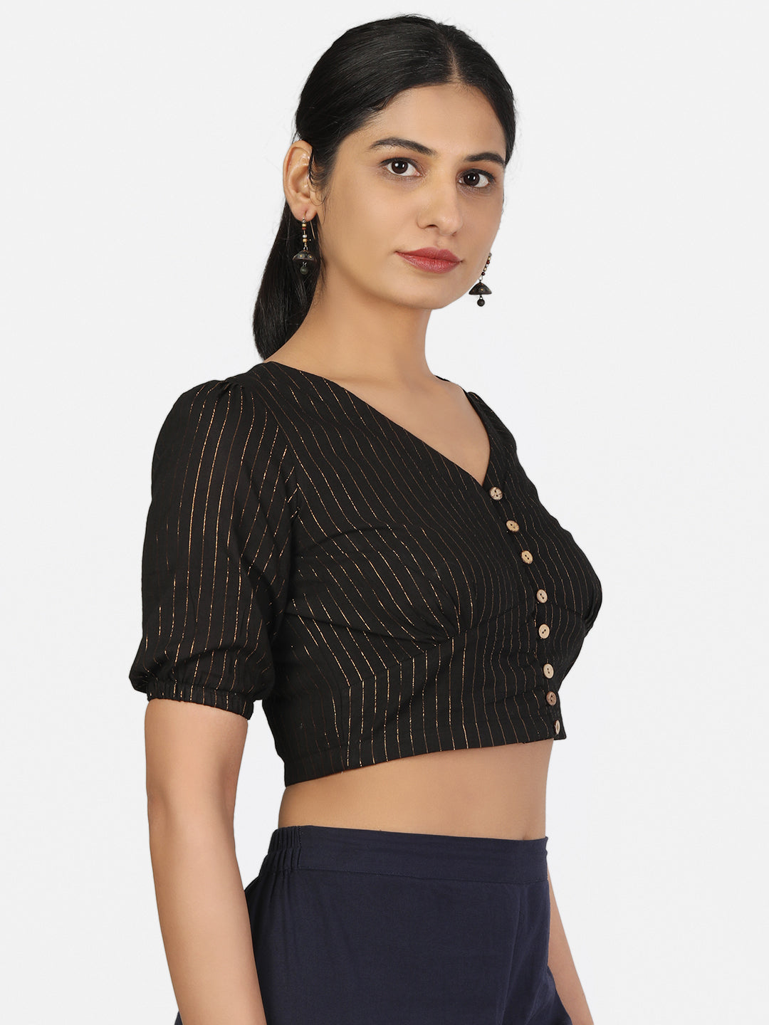 Black Cotton Saree Blouse