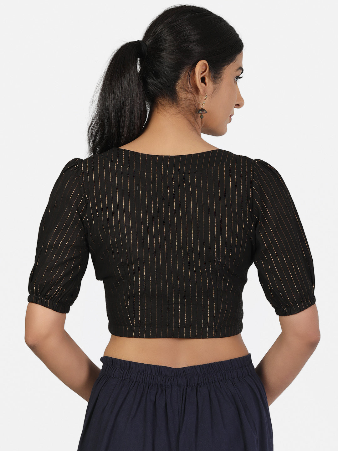 Black Cotton Saree Blouse
