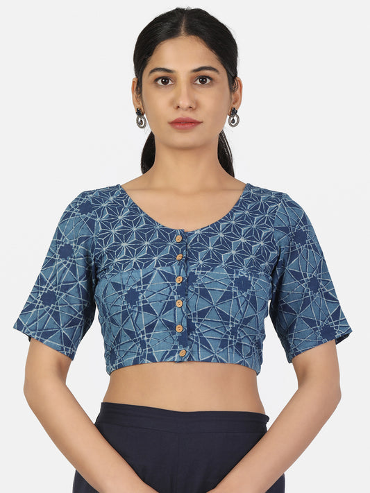 Half Sleeves Indigo Blouse