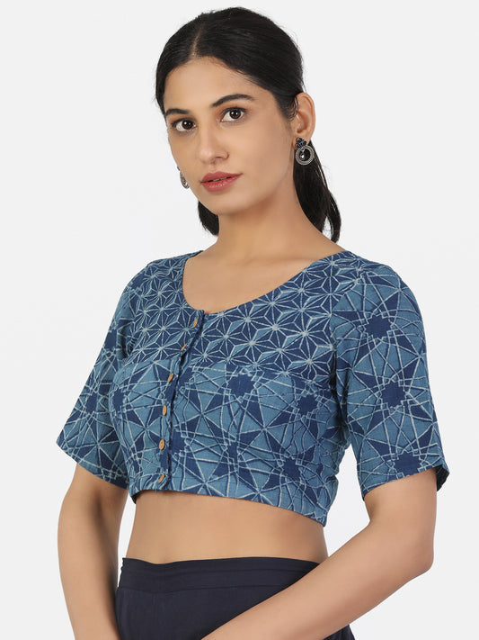 Half Sleeves Indigo Blouse