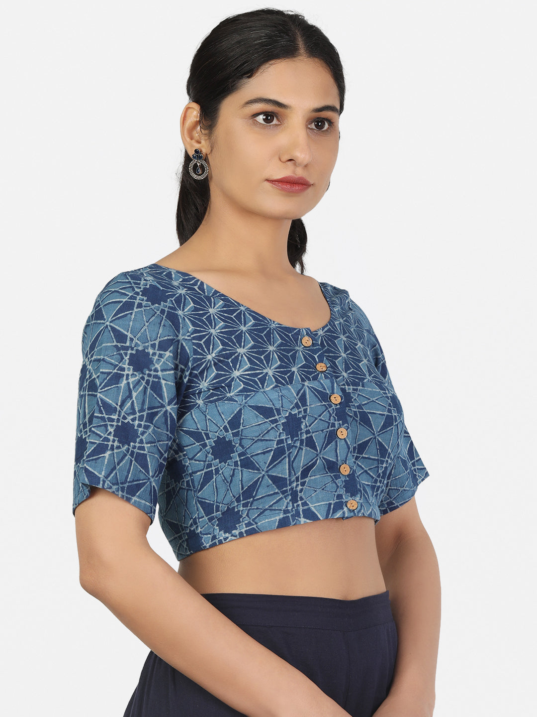 Half Sleeves Indigo Blouse