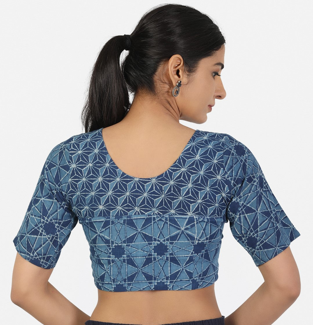 Half Sleeves Indigo Blouse