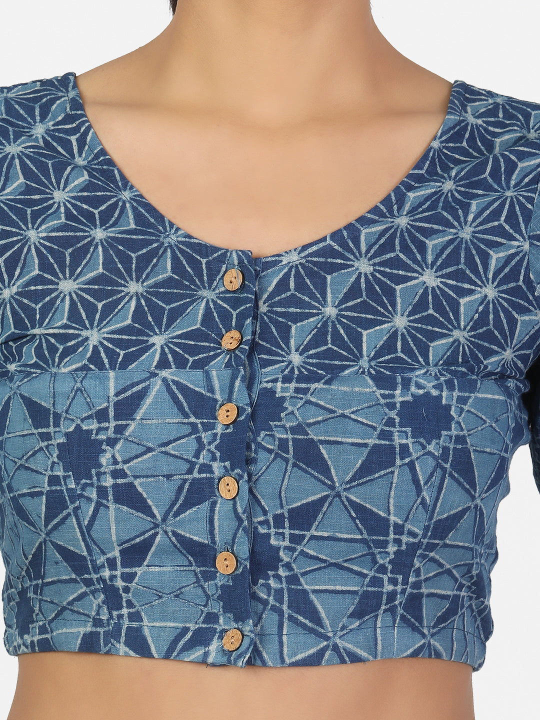 Half Sleeves Indigo Blouse