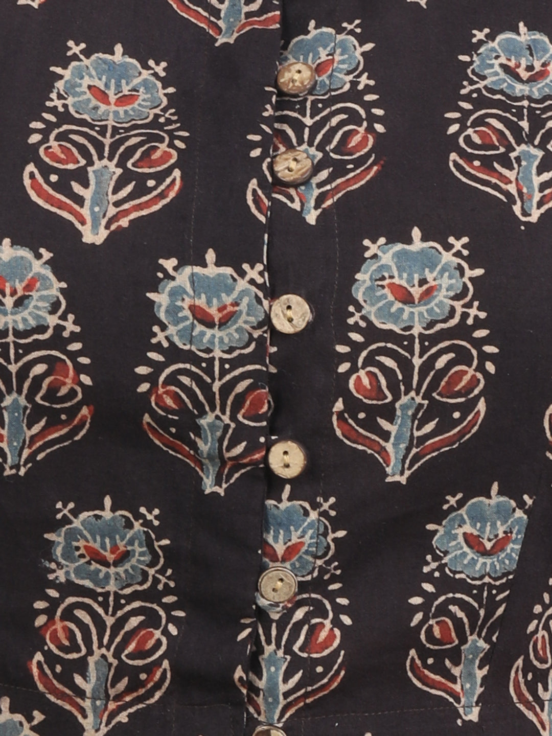 Black Ajrakh Block Printed saree Blouse