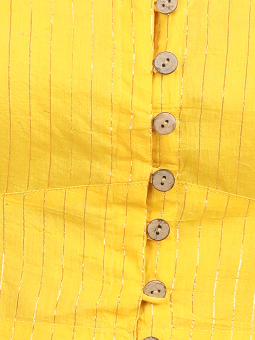 Women Yellow & Gold Woven Cotton Ready To Wear Non Padded Saree Blouse