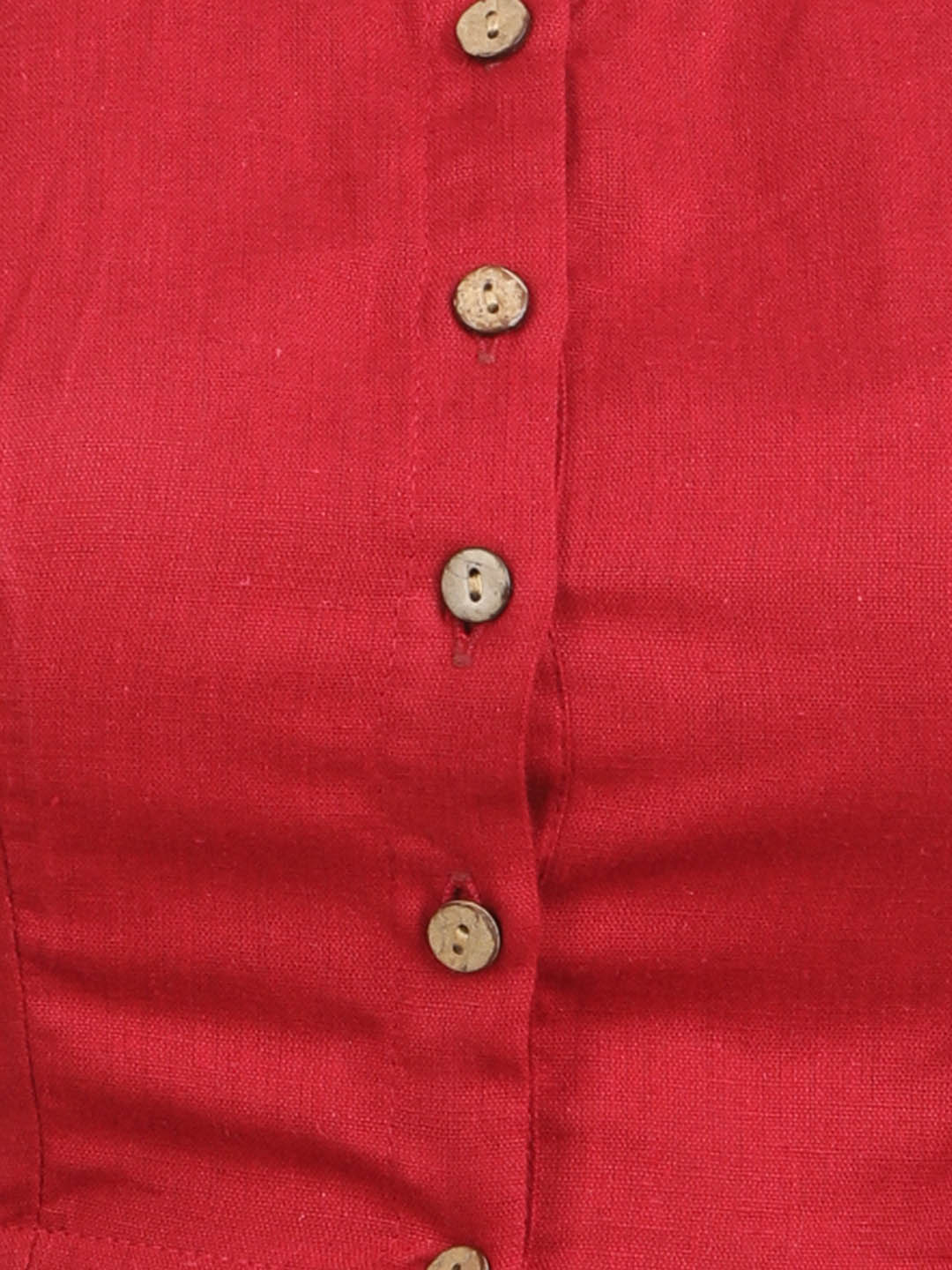Women Solid Rose Red Cotton Ready To Wear Non Padded Saree Blouse
