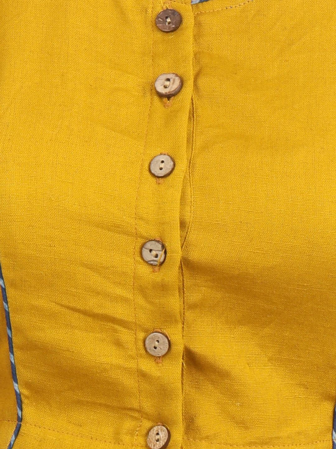 Women Solid  Mustard Cotton Ready To Wear Non Padded Saree Blouse