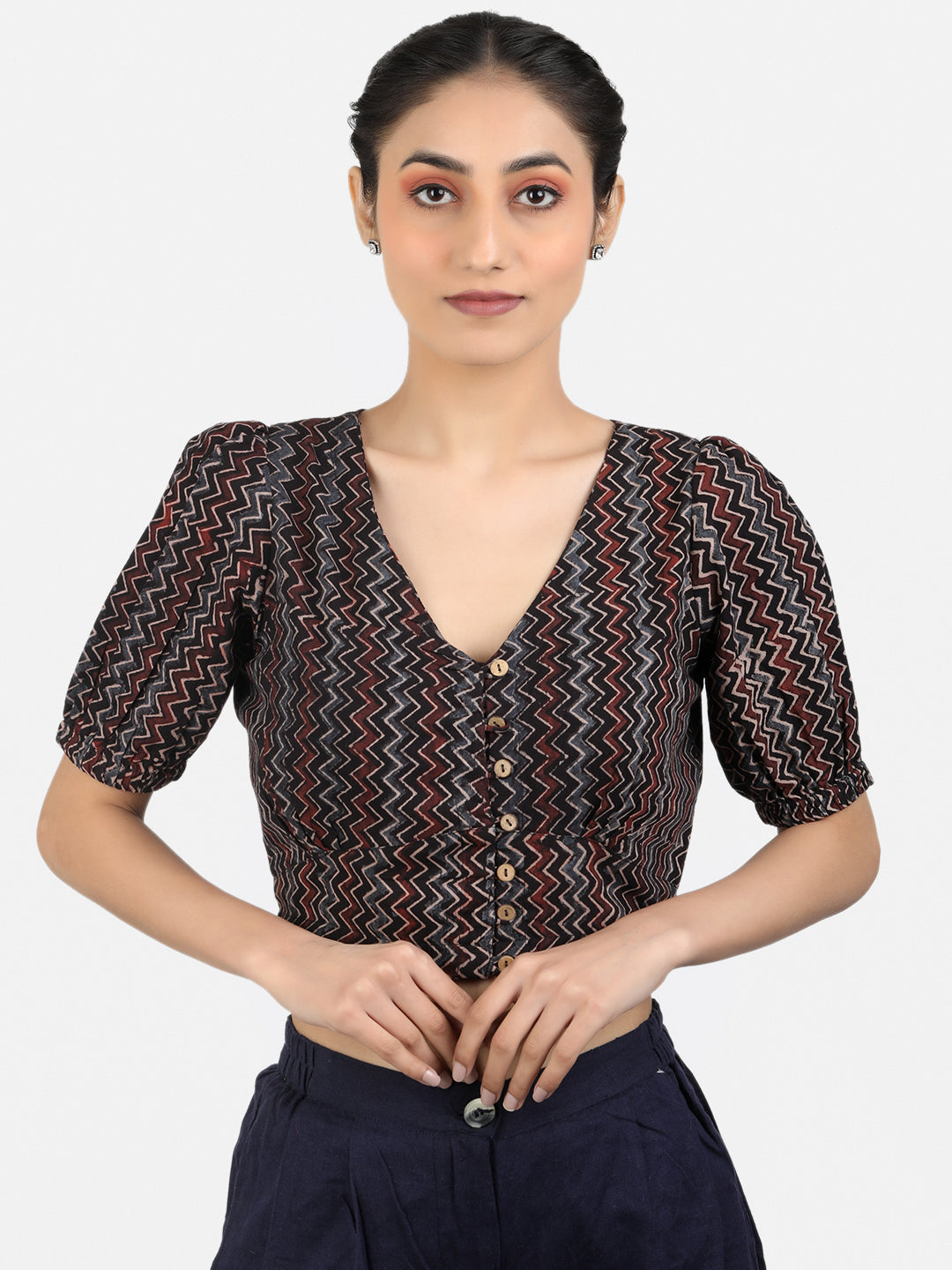 Black Cotton Saree Blouse