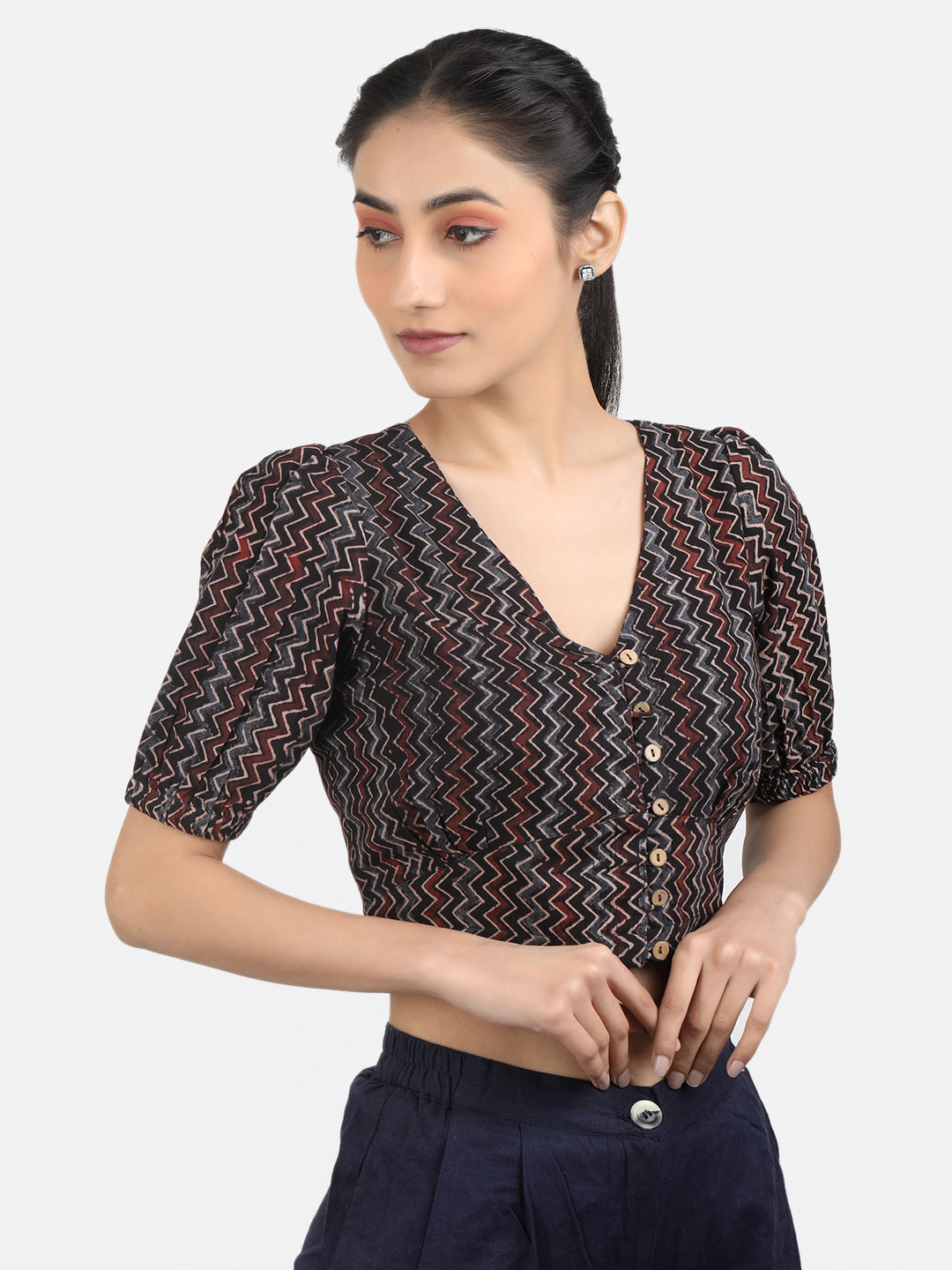 Black Cotton Saree Blouse