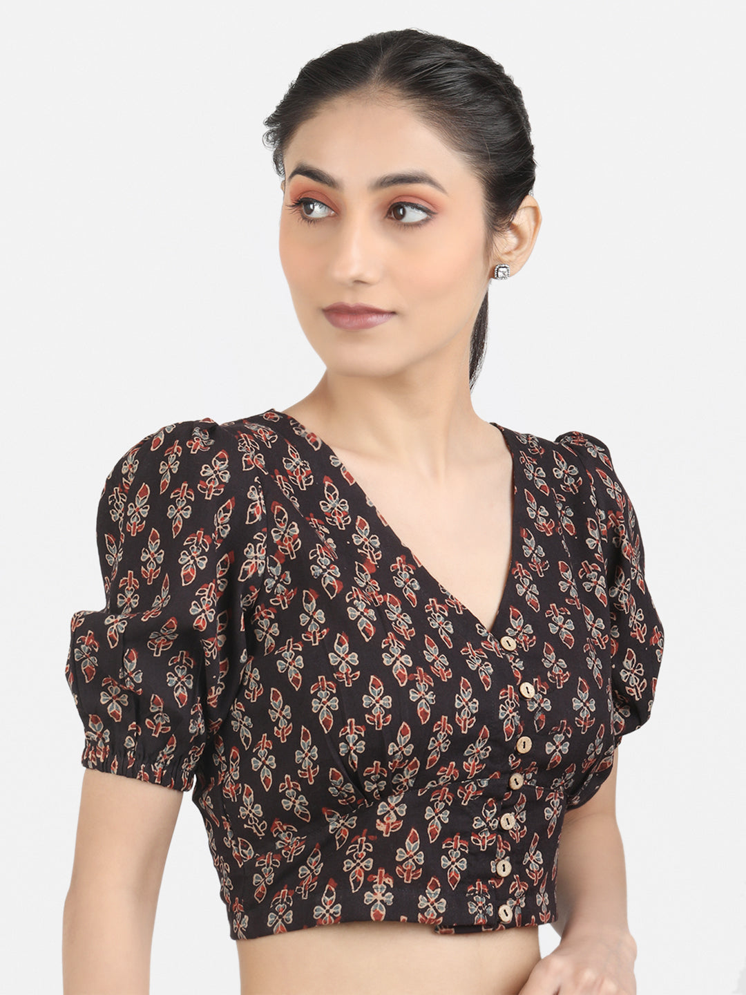 Black Cotton Saree Blouse