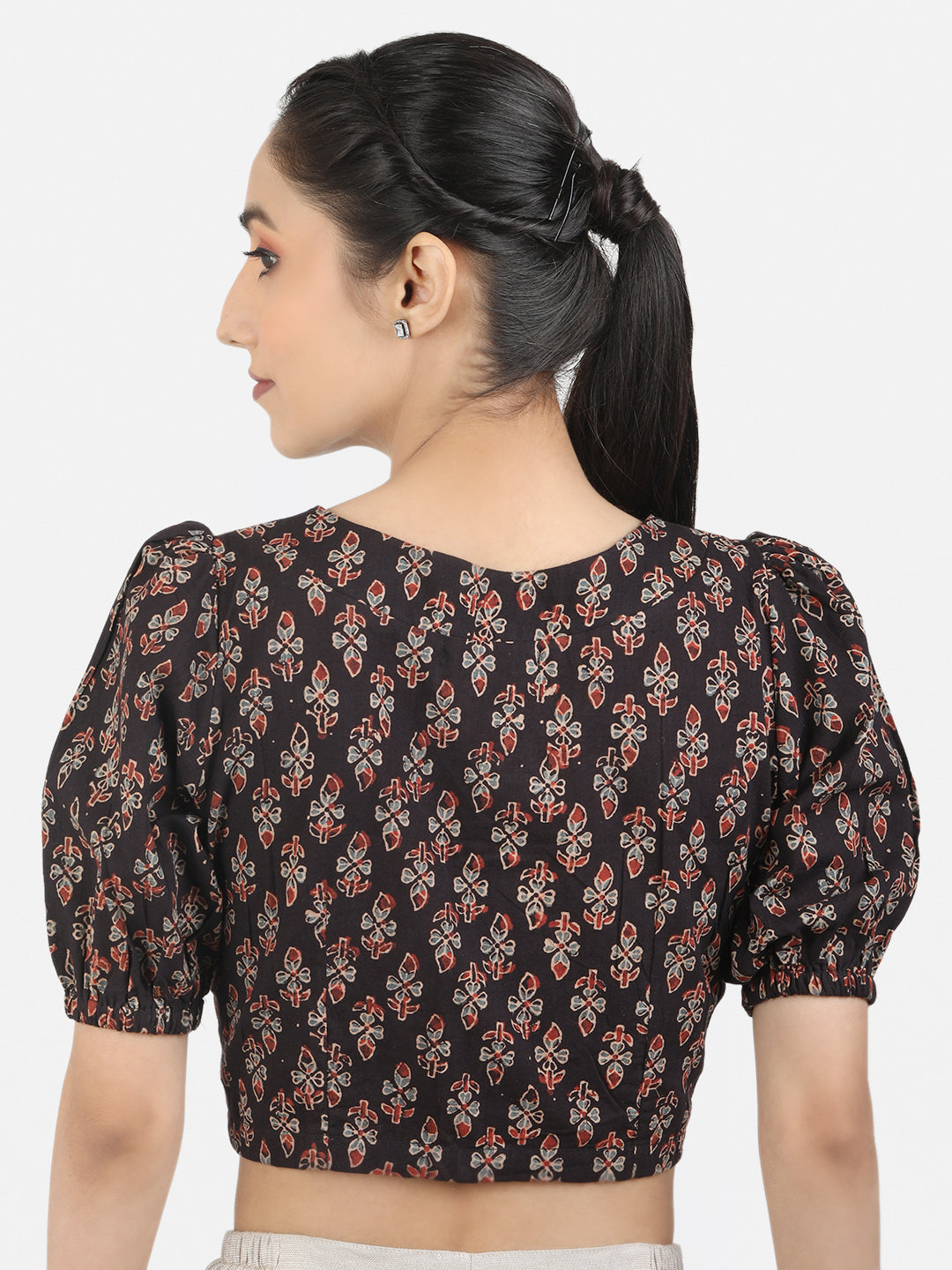 Black Cotton Saree Blouse