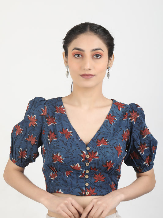 Printed Cotton Saree Blouse