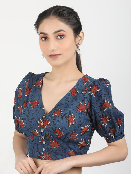 Printed Cotton Saree Blouse