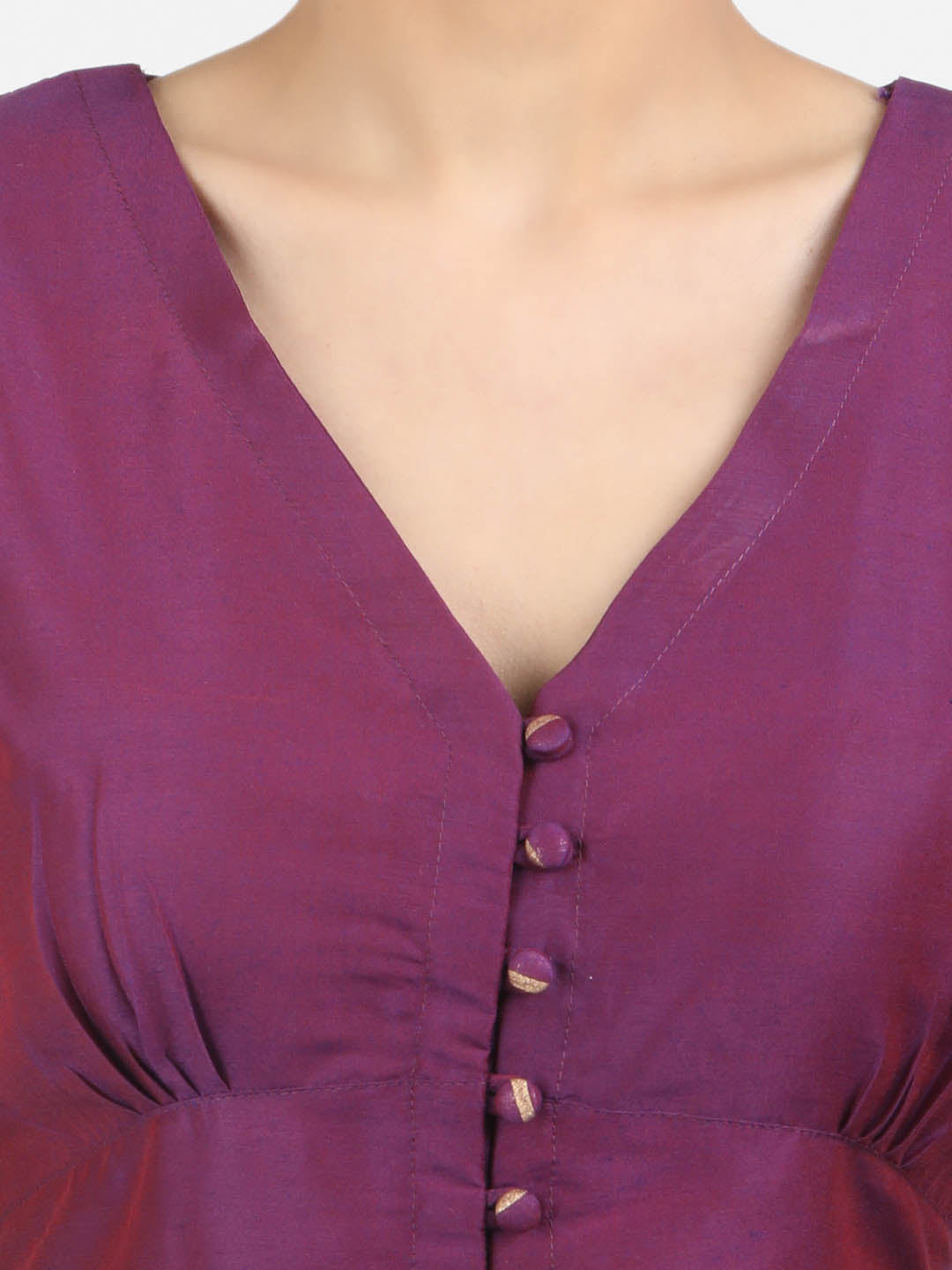 Women Solid Purple Art Silk Ready To Wear Non Padded Saree Blouse